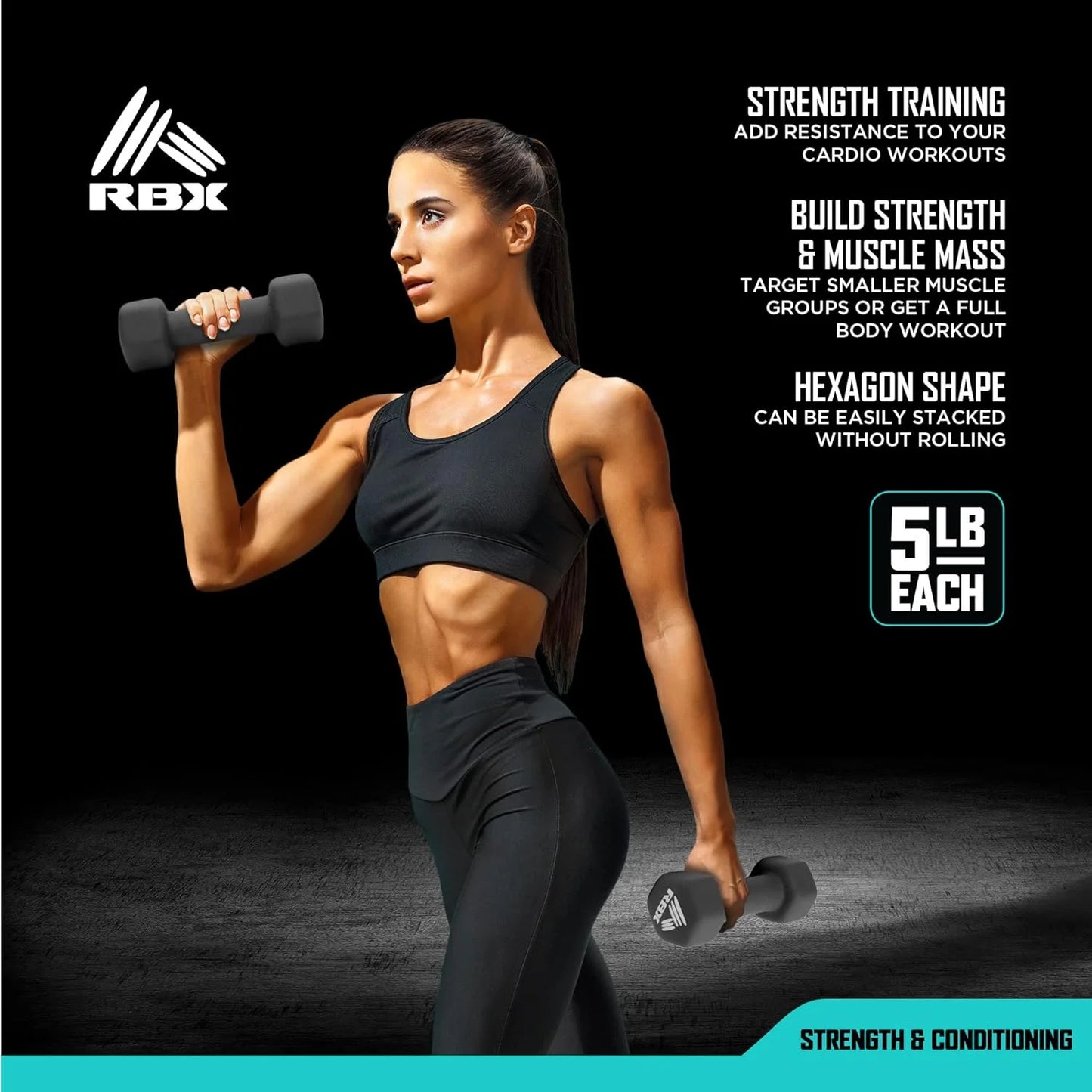 Weights Dumbbells Set - Neoprene Arm Weights with Non-Slip Grip, Training, Workout, Fitness, 10Lb